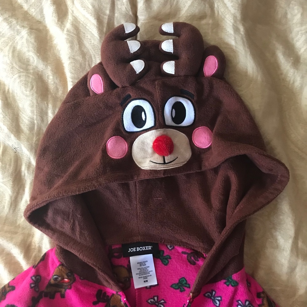 🦌 NWT! JOE BOXER HOODED REINDEER ONESIE! 🦌 - Picture 2 of 6
